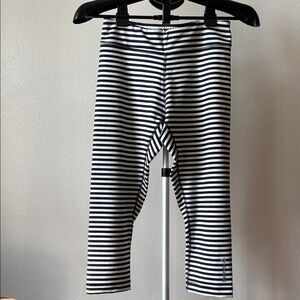 Reebok Black and White Striped Cropped Leggings